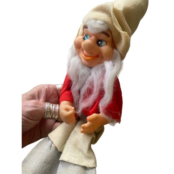 Vintage Sitting Elf Gnome Felt Rubber Face 11” Made in Japan - Picture 5 of 6